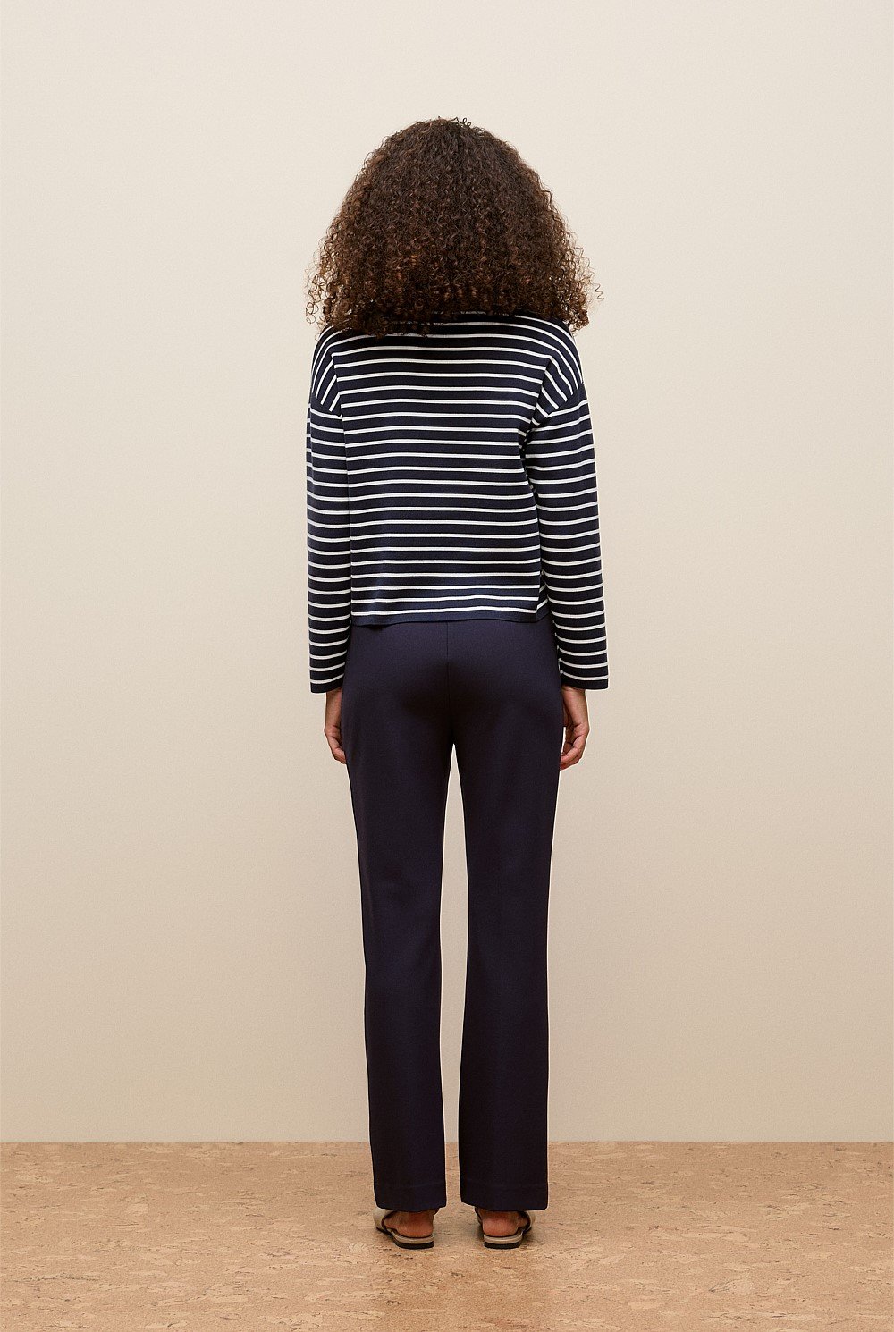 Cotton Crepe Stripe Knit Crew