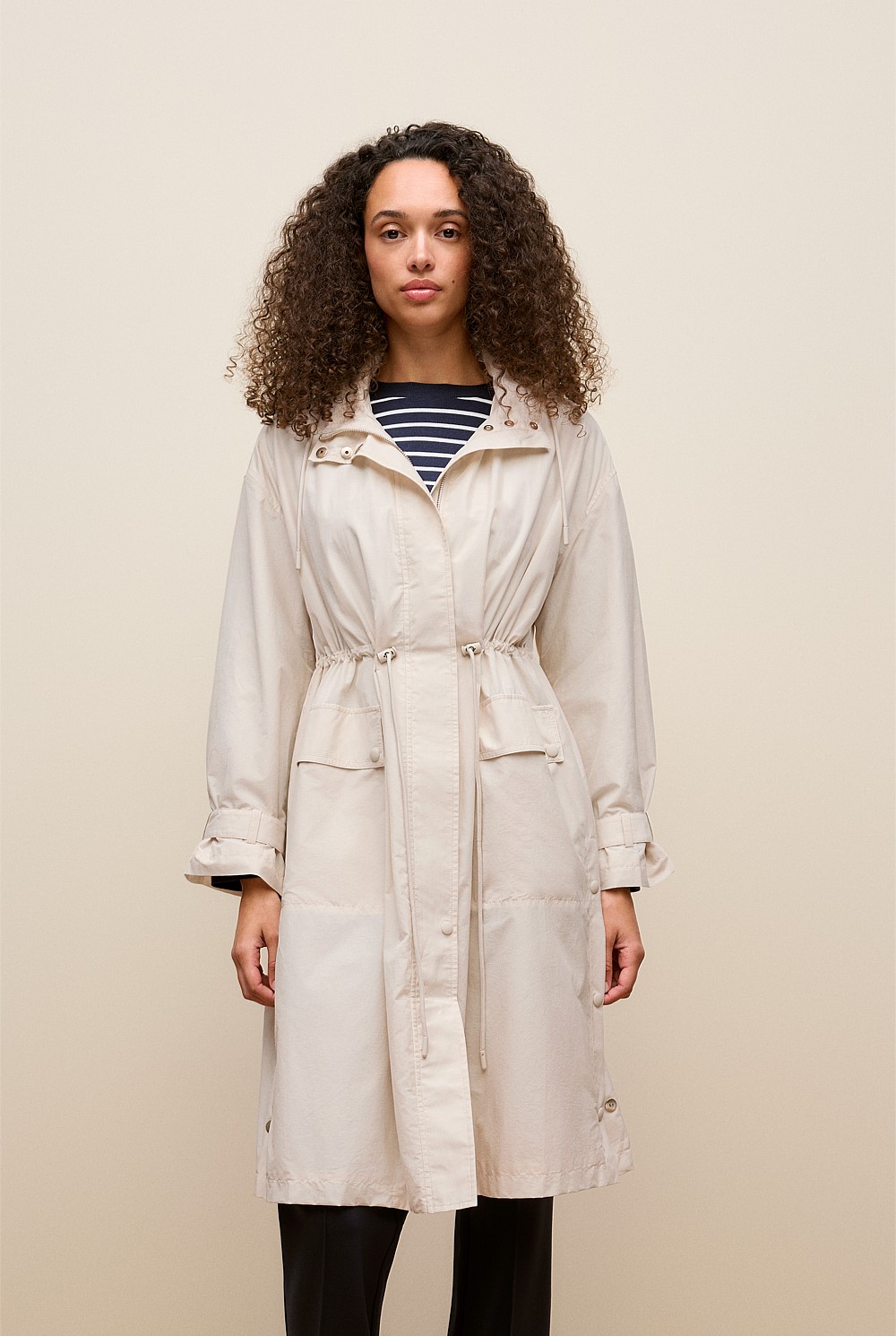 Cotton Blend Longline Anorak
