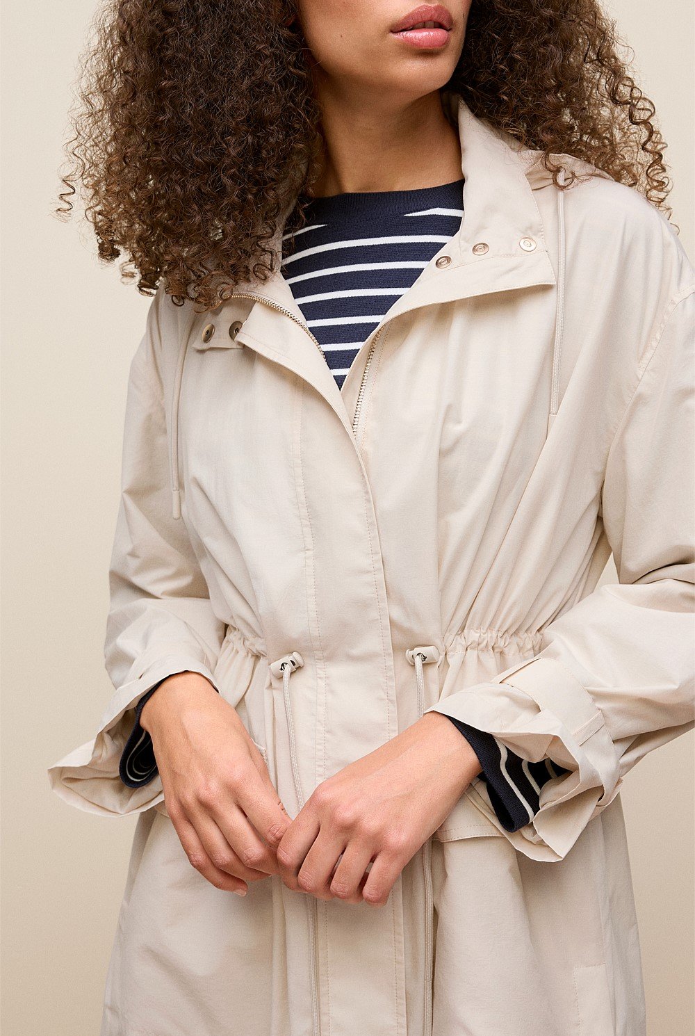 Cotton Blend Longline Anorak