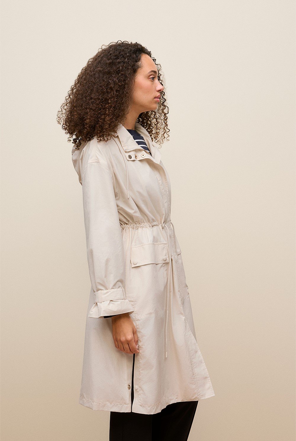 Cotton Blend Longline Anorak