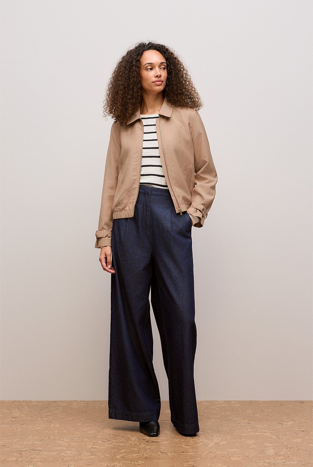 Cotton Linen Stripe Crew Knit