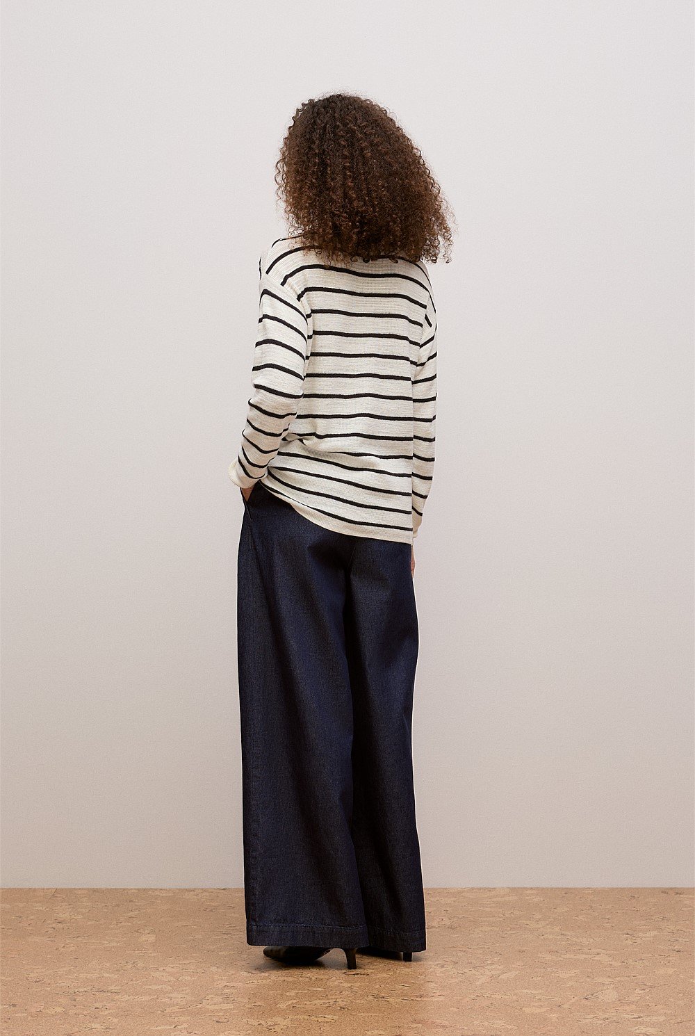 Cotton Linen Stripe Crew Knit