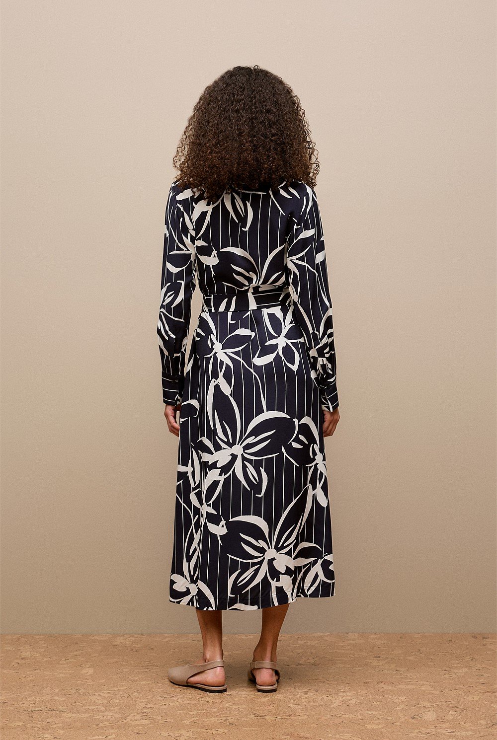 Floral Stripe Twill Shirt Dress