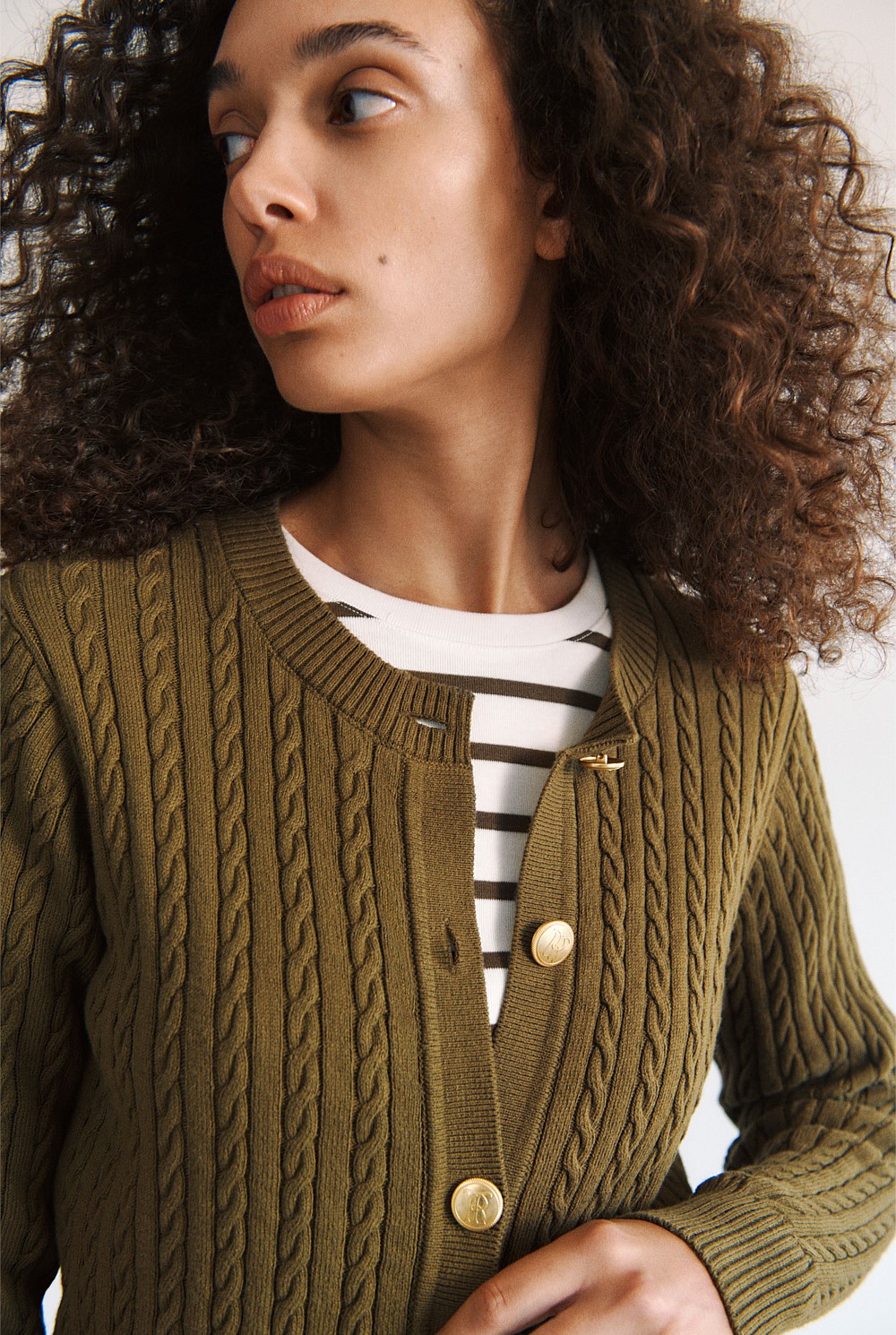 Cotton Cable Knit Longline Cardigan