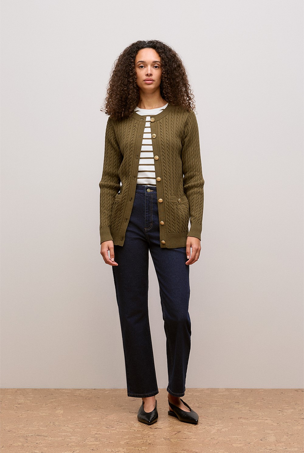 Cotton Cable Knit Longline Cardigan