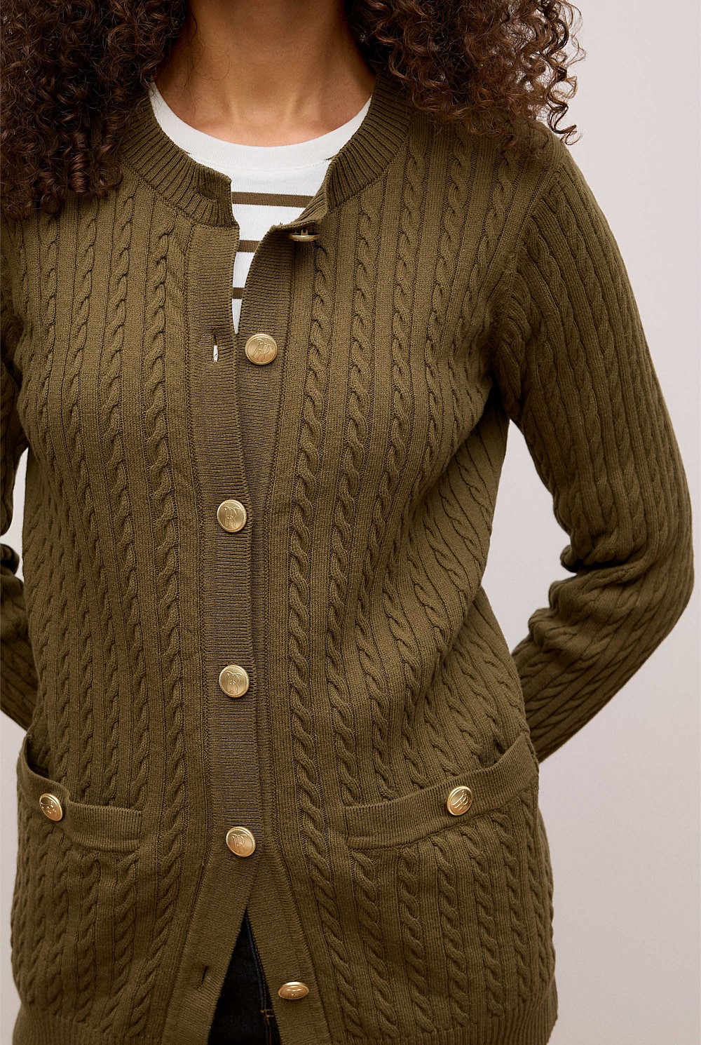 Cotton Cable Knit Longline Cardigan