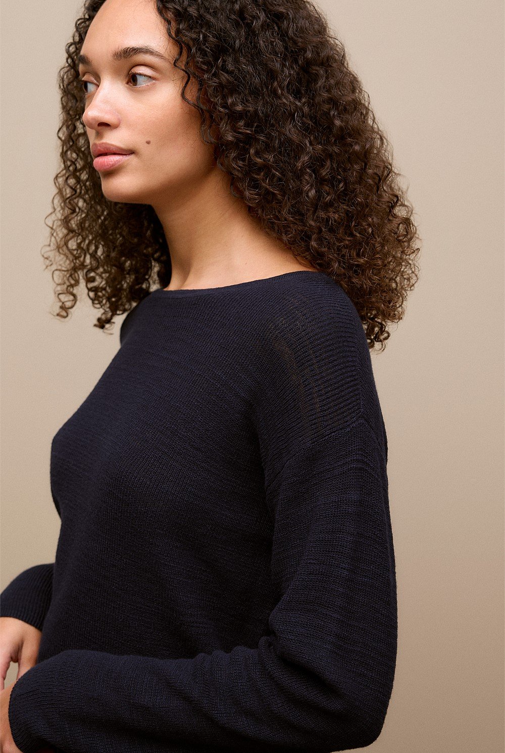 Cotton Linen Lightweight Crew Knit