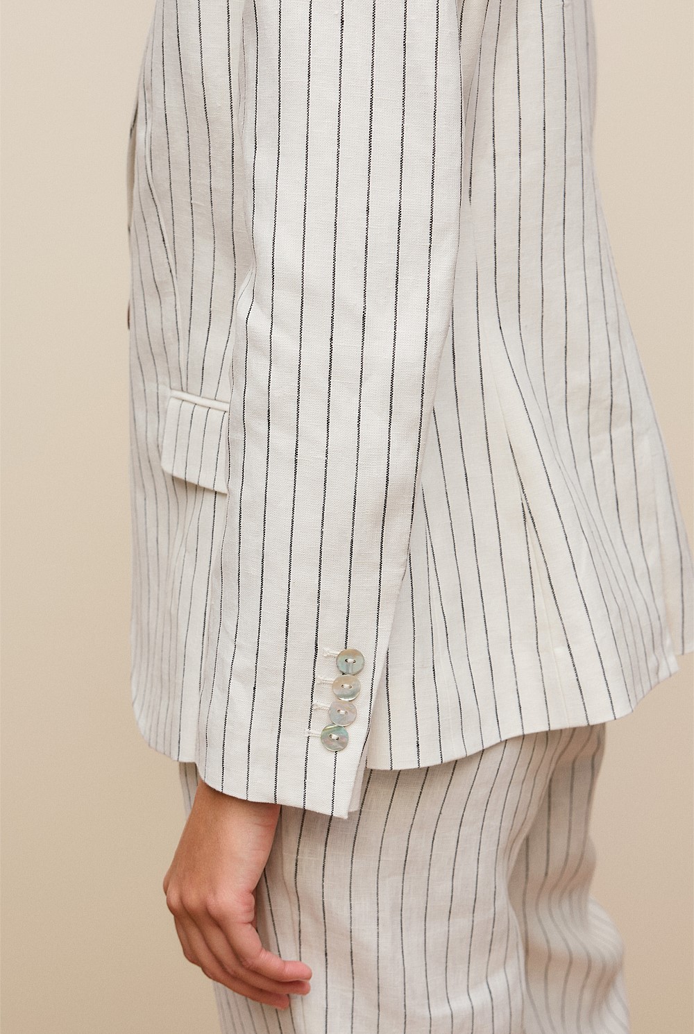 Linen Pinstripe Single Breasted Blazer