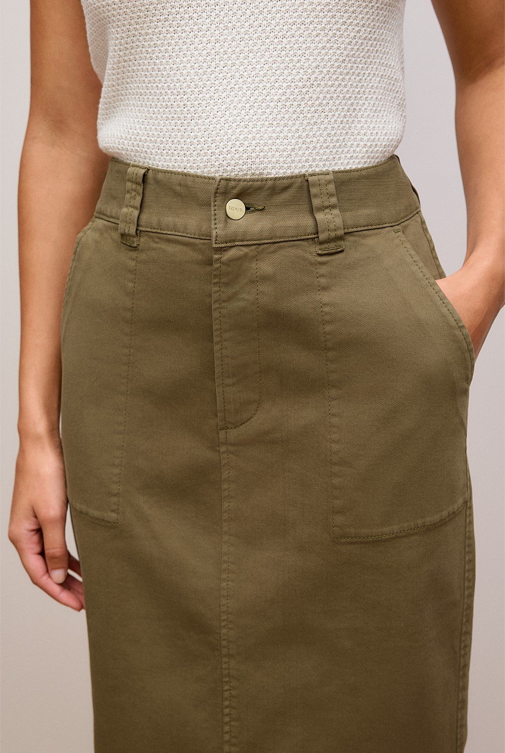 Australian Cotton Blend Denim Tailored Skirt
