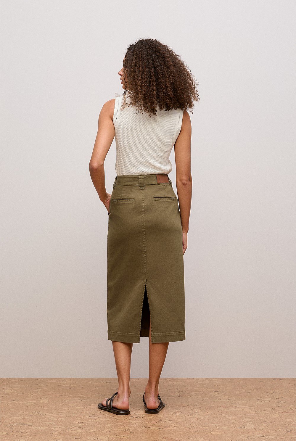 Australian Cotton Blend Denim Tailored Skirt