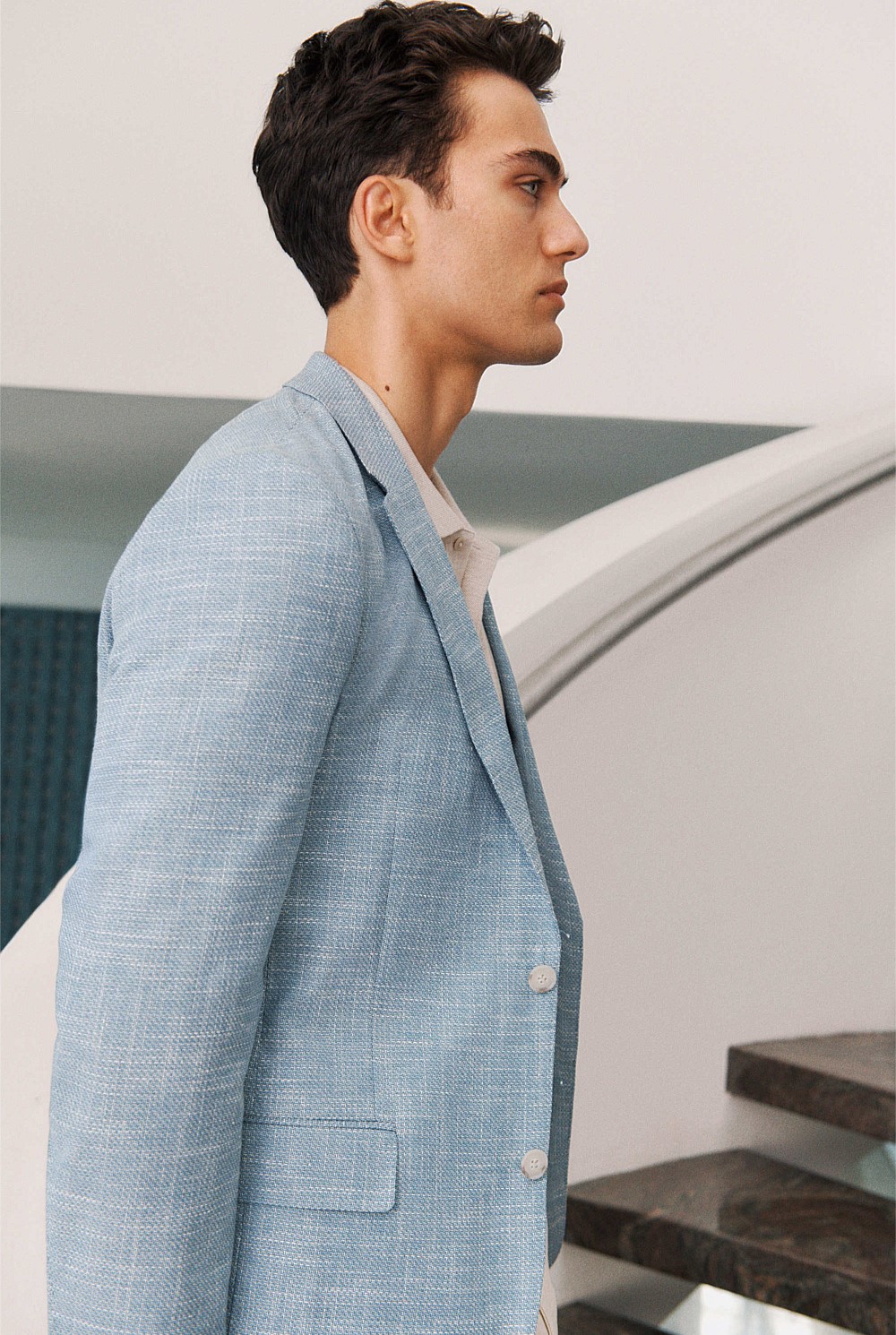 Tailored Fit Italian Wool Cotton Blend Blazer