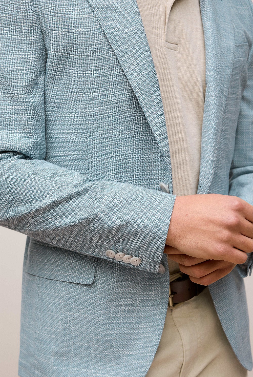 Tailored Fit Italian Wool Cotton Blend Blazer