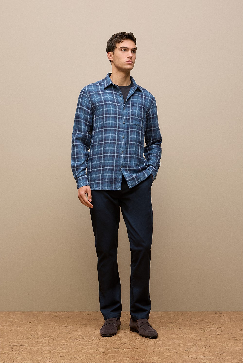 Regular Fit Linen Classic Check Shirt