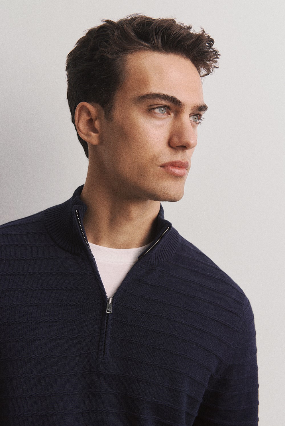 Cotton Silk Half Zip Knit