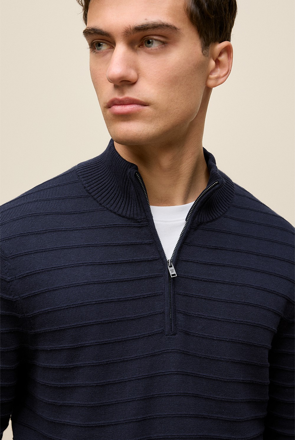 Cotton Silk Half Zip Knit