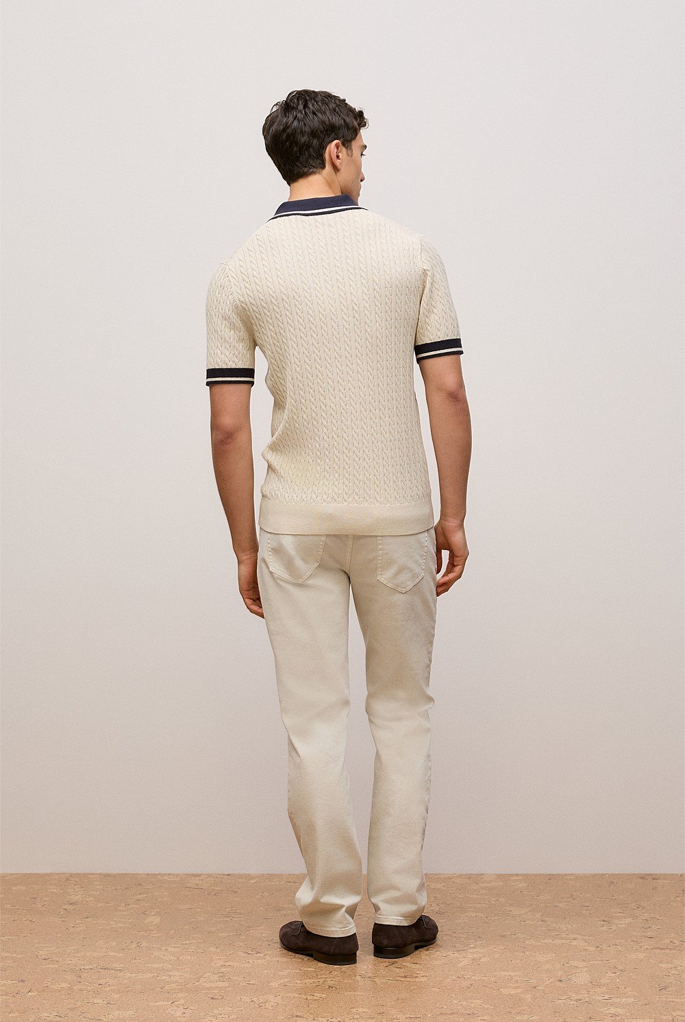 Cable Knit Short Sleeve Polo