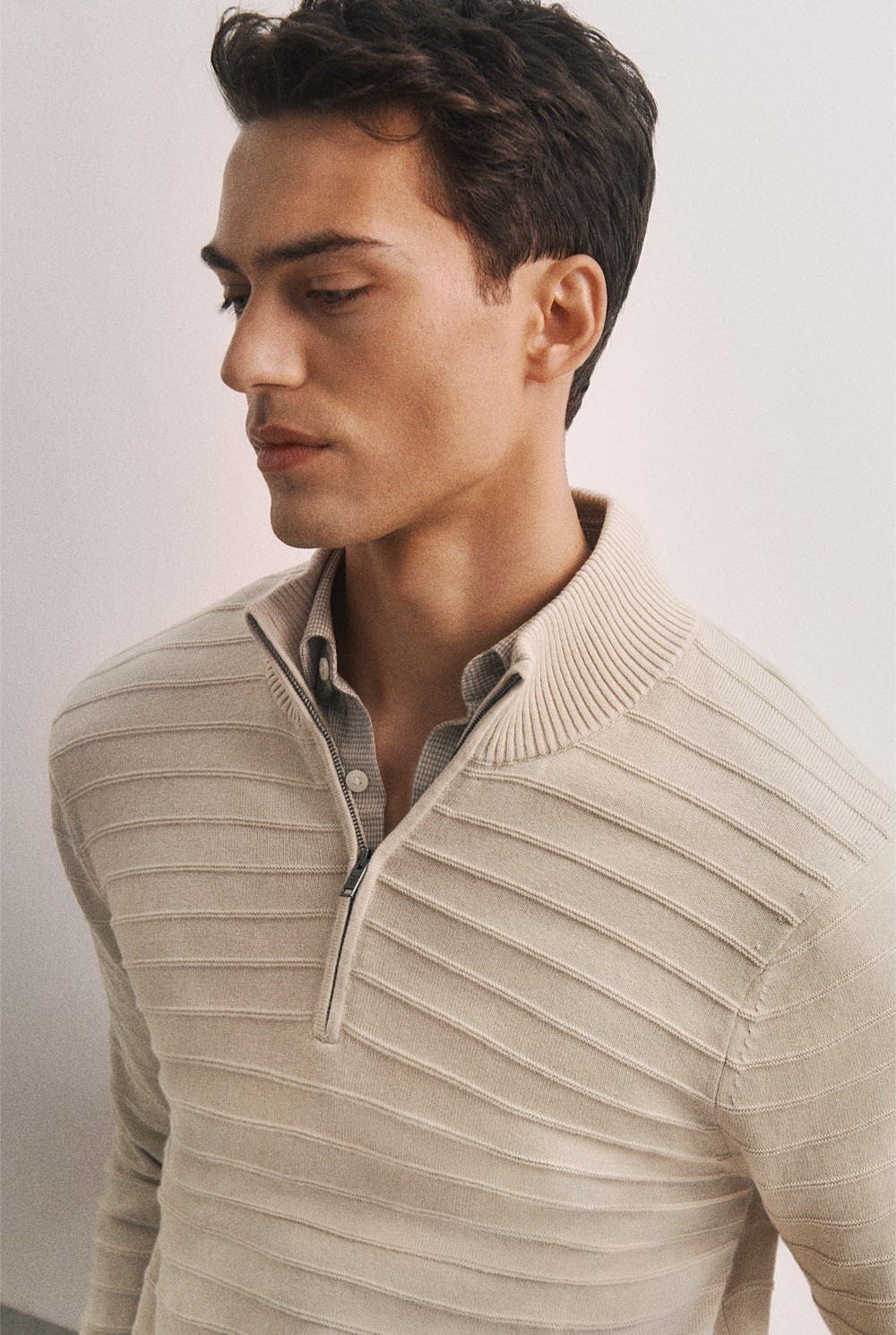 Cotton Silk Half Zip Knit