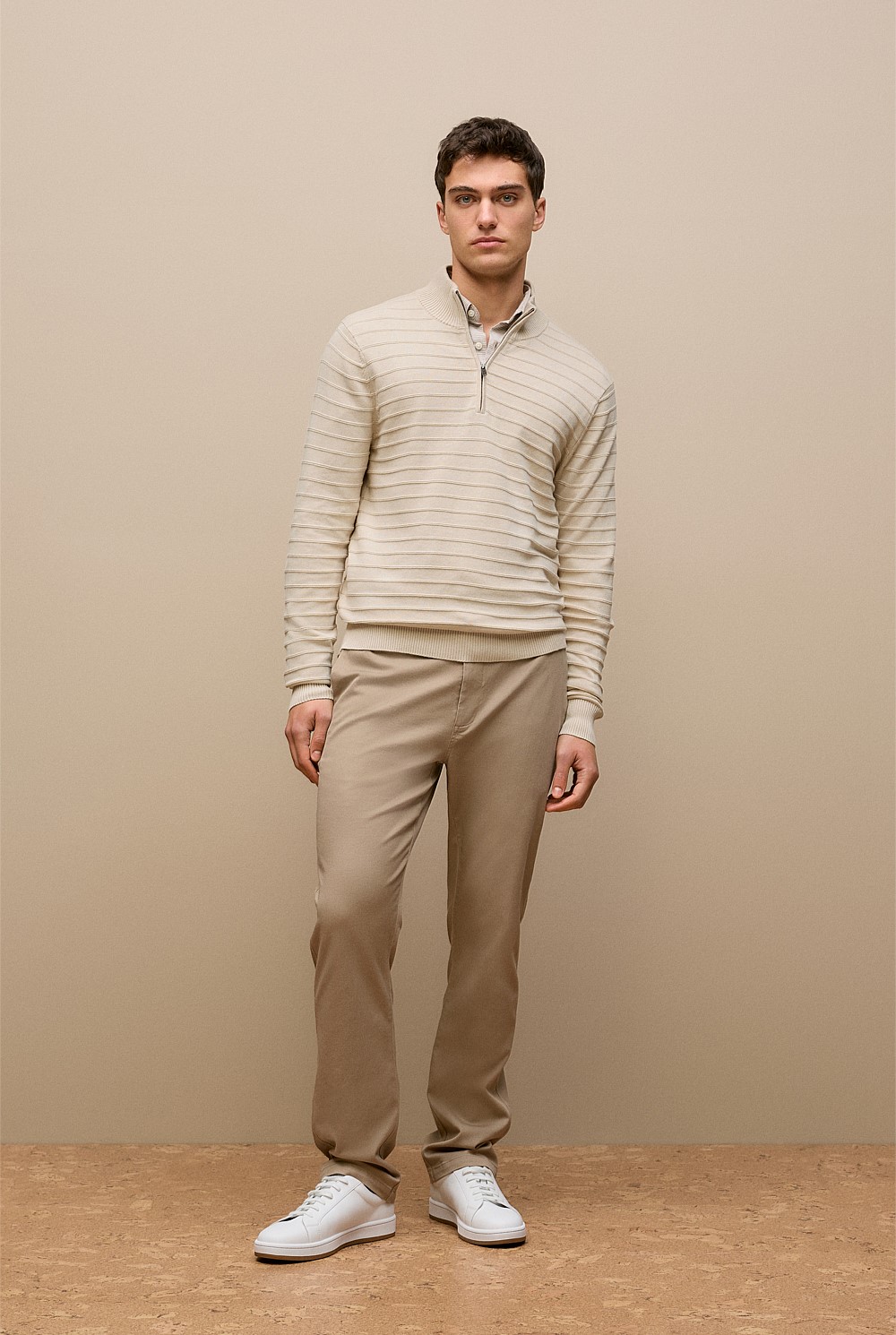 Cotton Silk Half Zip Knit
