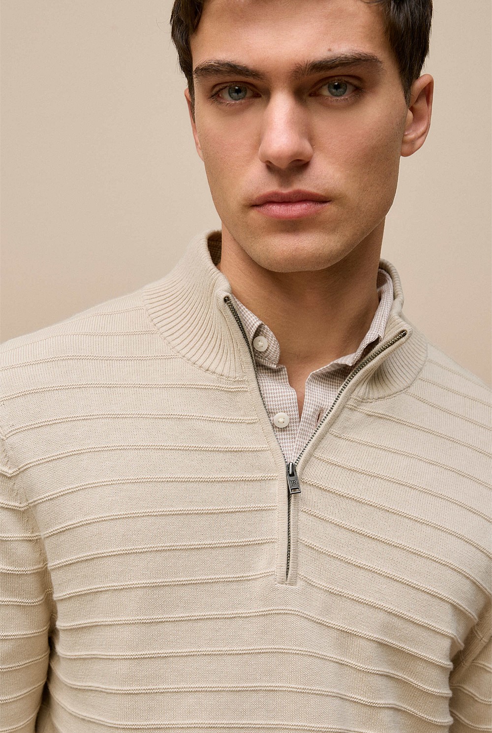 Cotton Silk Half Zip Knit