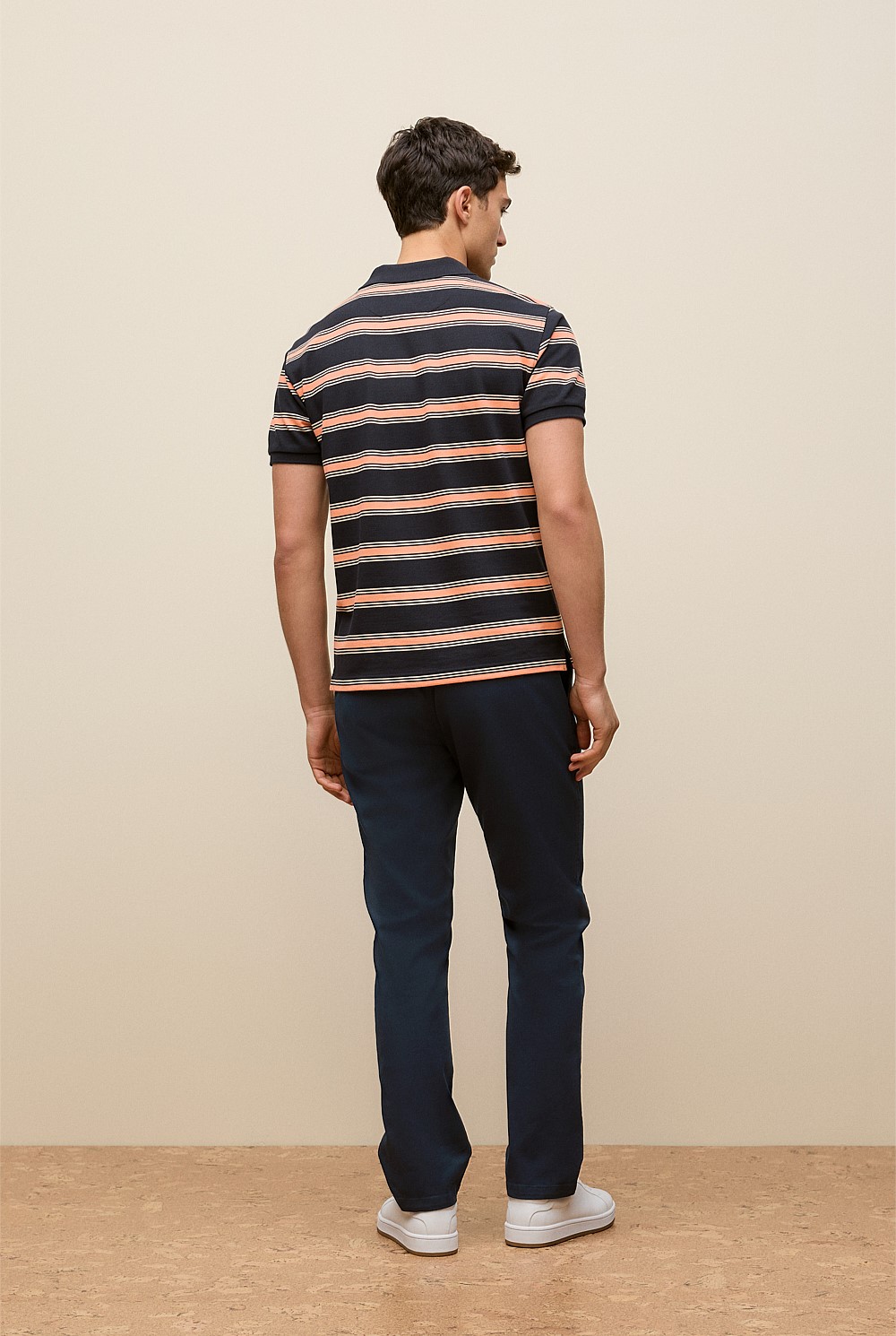 Textured Stripe Monogram Polo