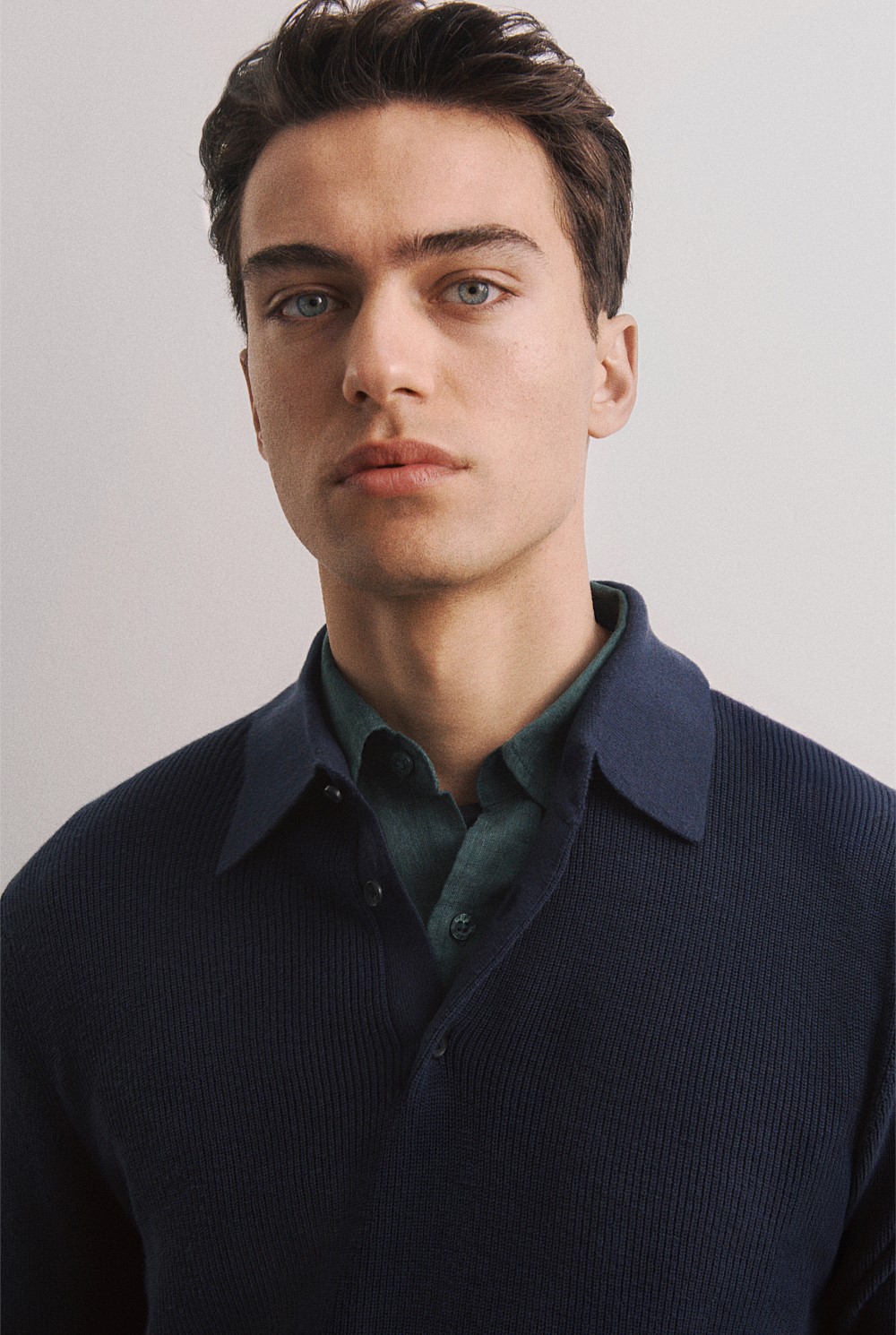 Textured Long Sleeve Knit Polo