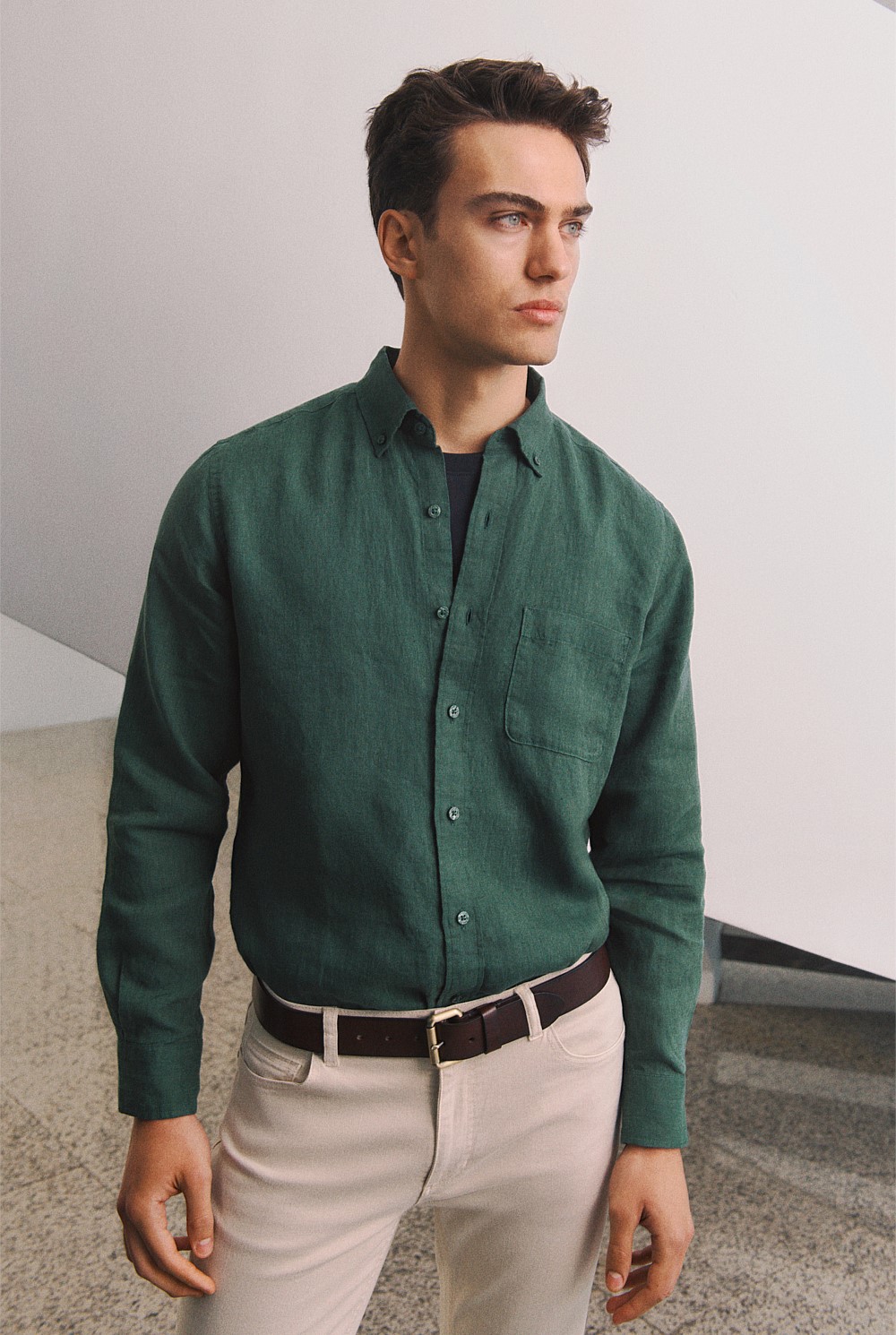 Regular Fit Linen End On End Shirt