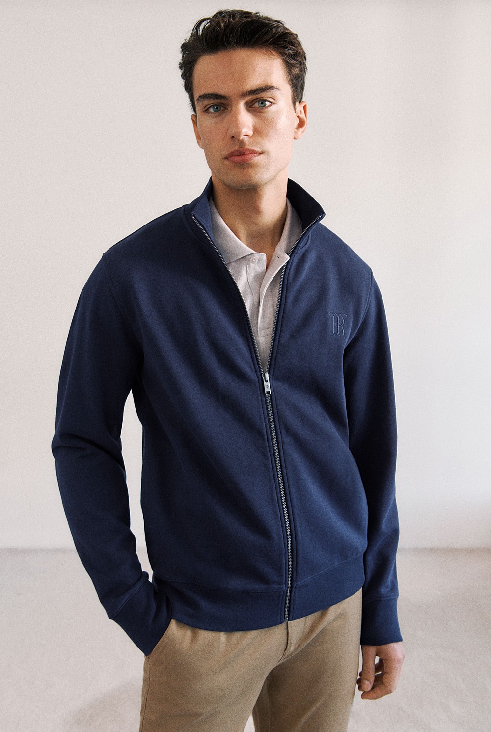 Cotton Zip Through Monogram Sweat