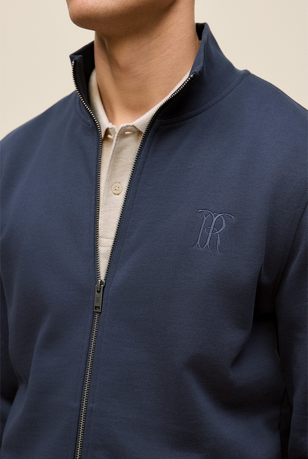 Cotton Zip Through Monogram Sweat