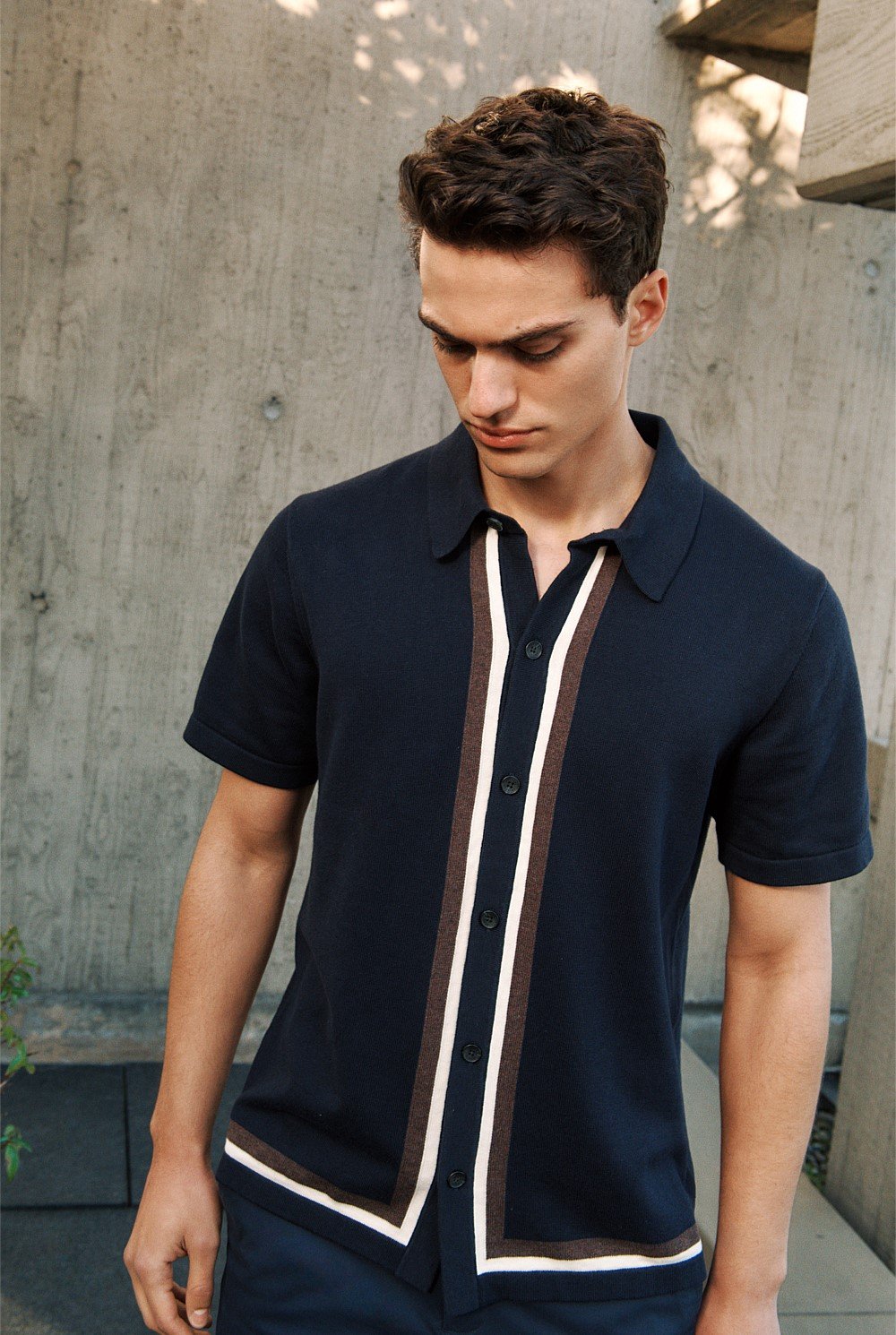 Cotton Silk Graphic Knit Shirt