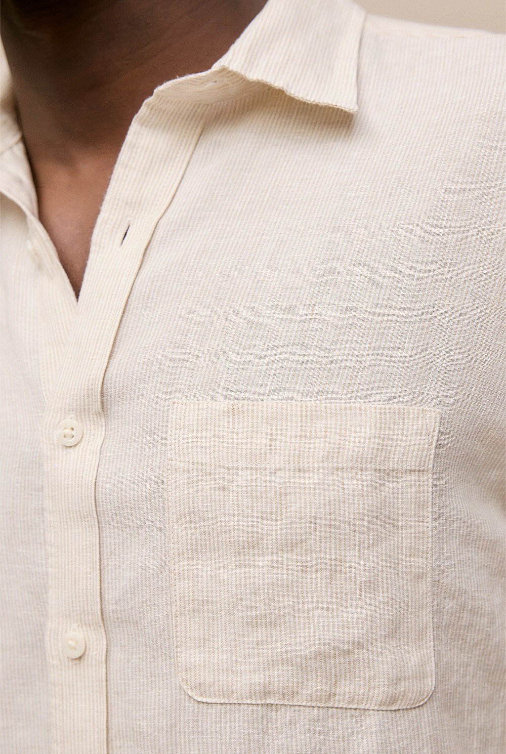 Regular Fit Linen Fine Stripe Shirt