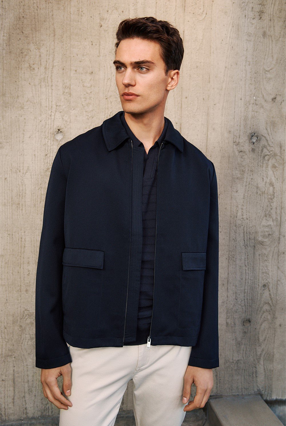 Twill Pocket Detail Zip Jacket