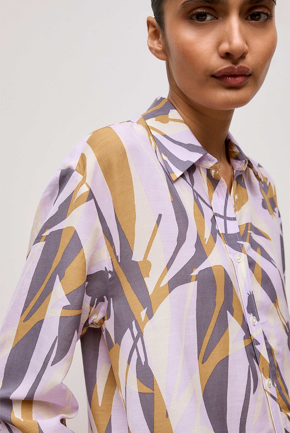Shadow Leaf Relaxed Shirt Dress