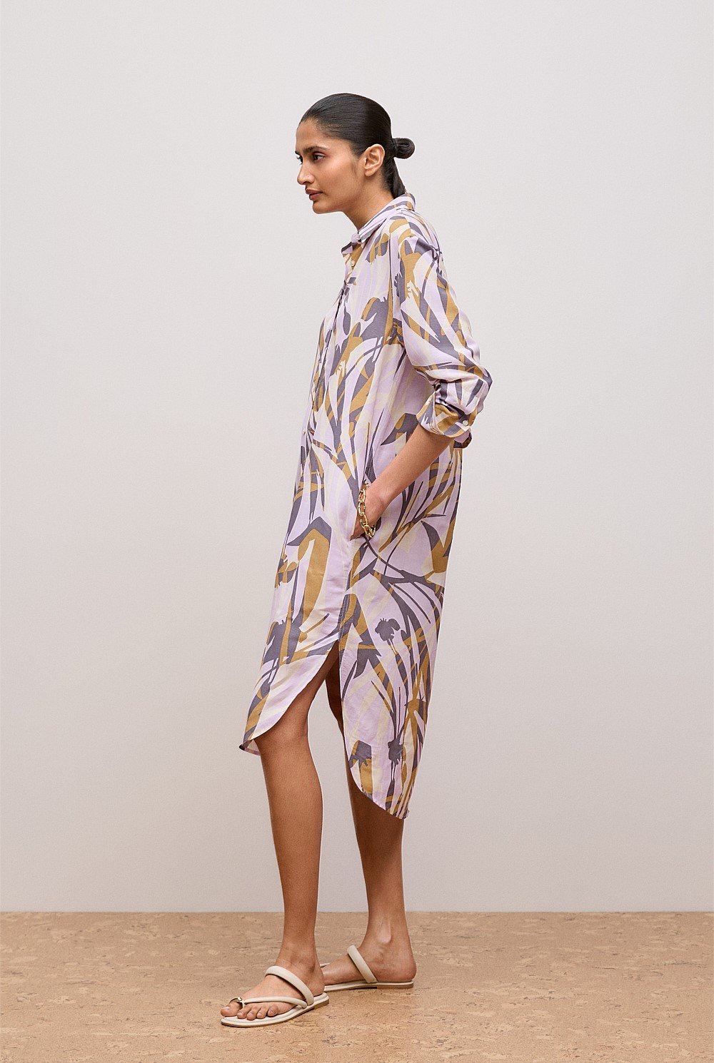 Shadow Leaf Relaxed Shirt Dress