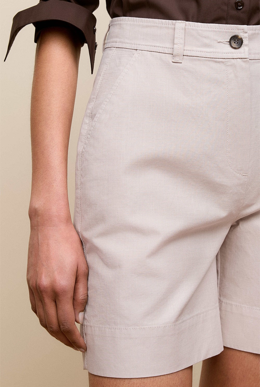 Yarn Dyed Stretch Cotton Tailored Short