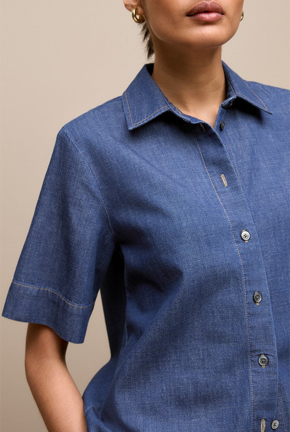 Soft Denim Short Sleeve Shirt
