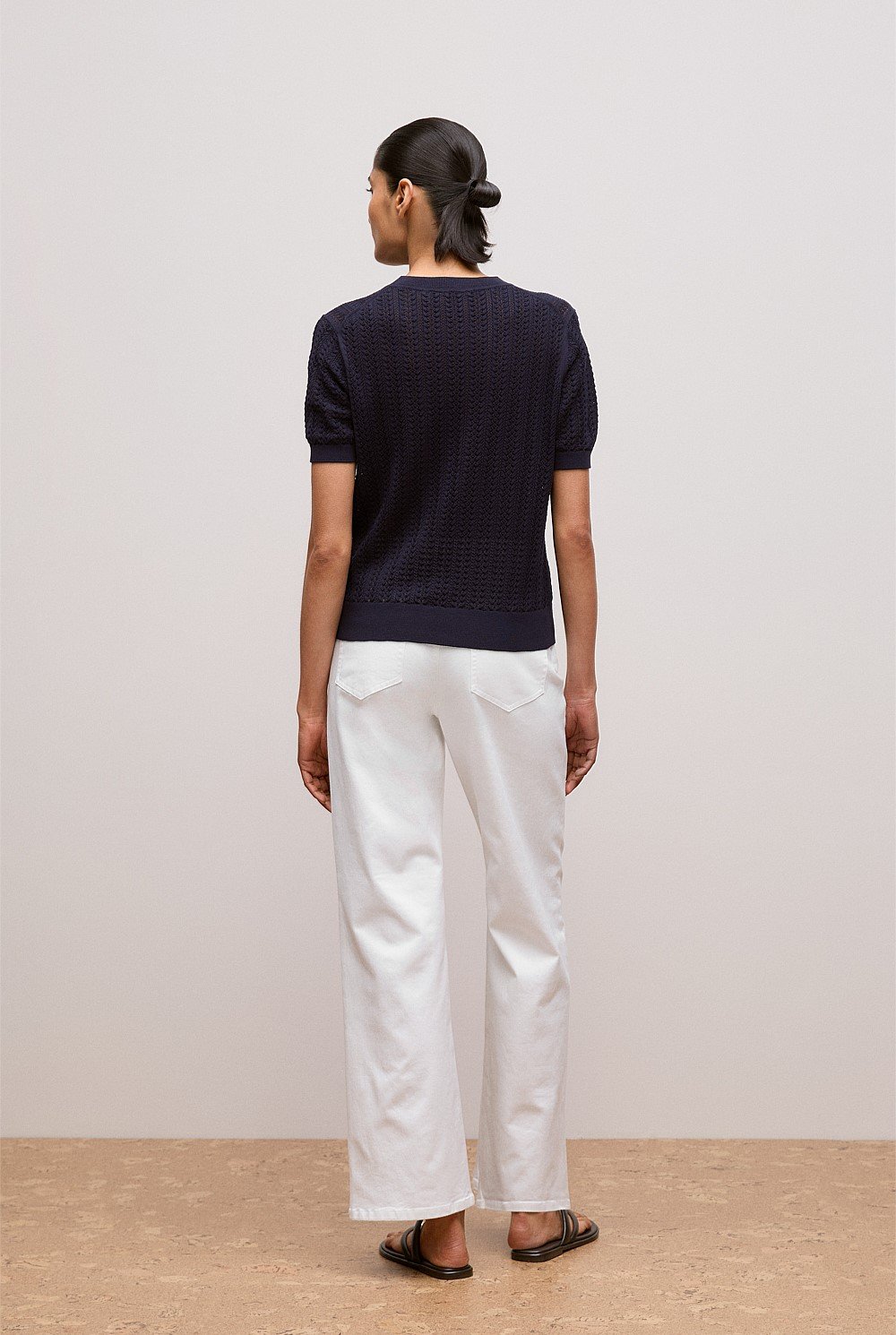 Mercerised Cotton Pointelle Knit T-shirt