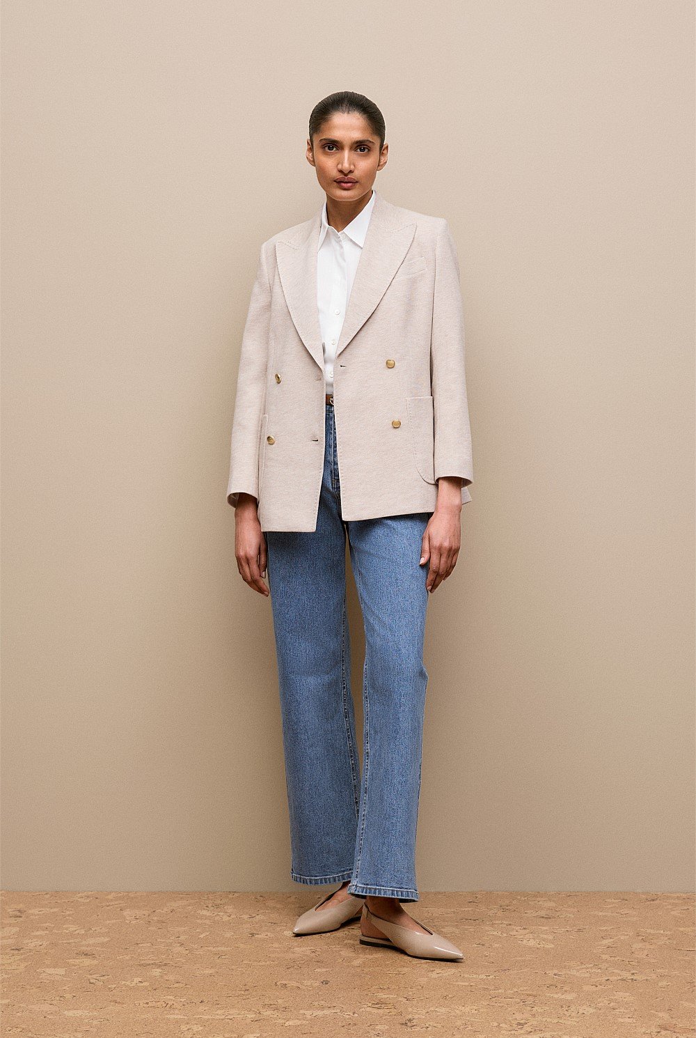 Pique Blend Double Breasted Blazer