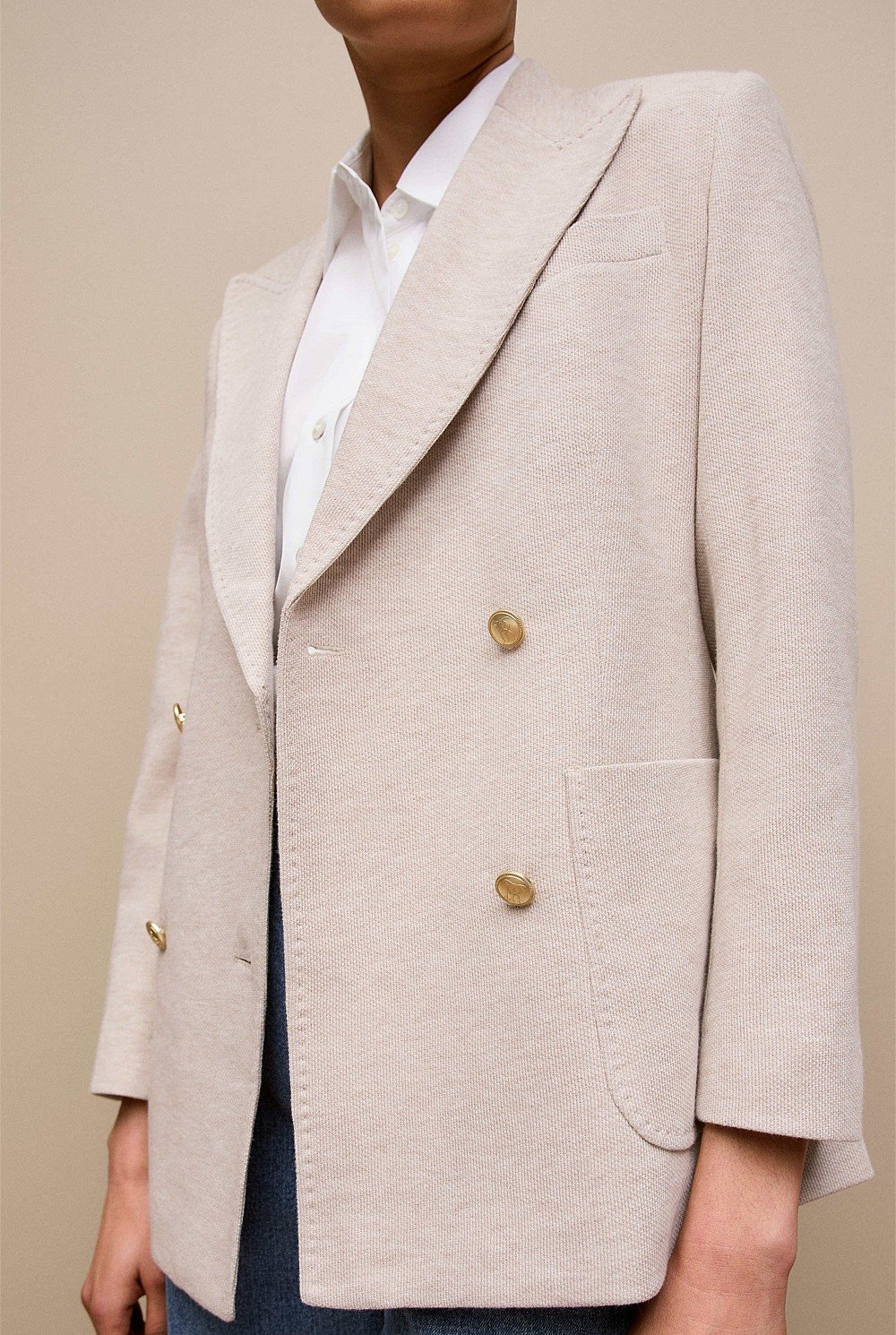 Pique Blend Double Breasted Blazer