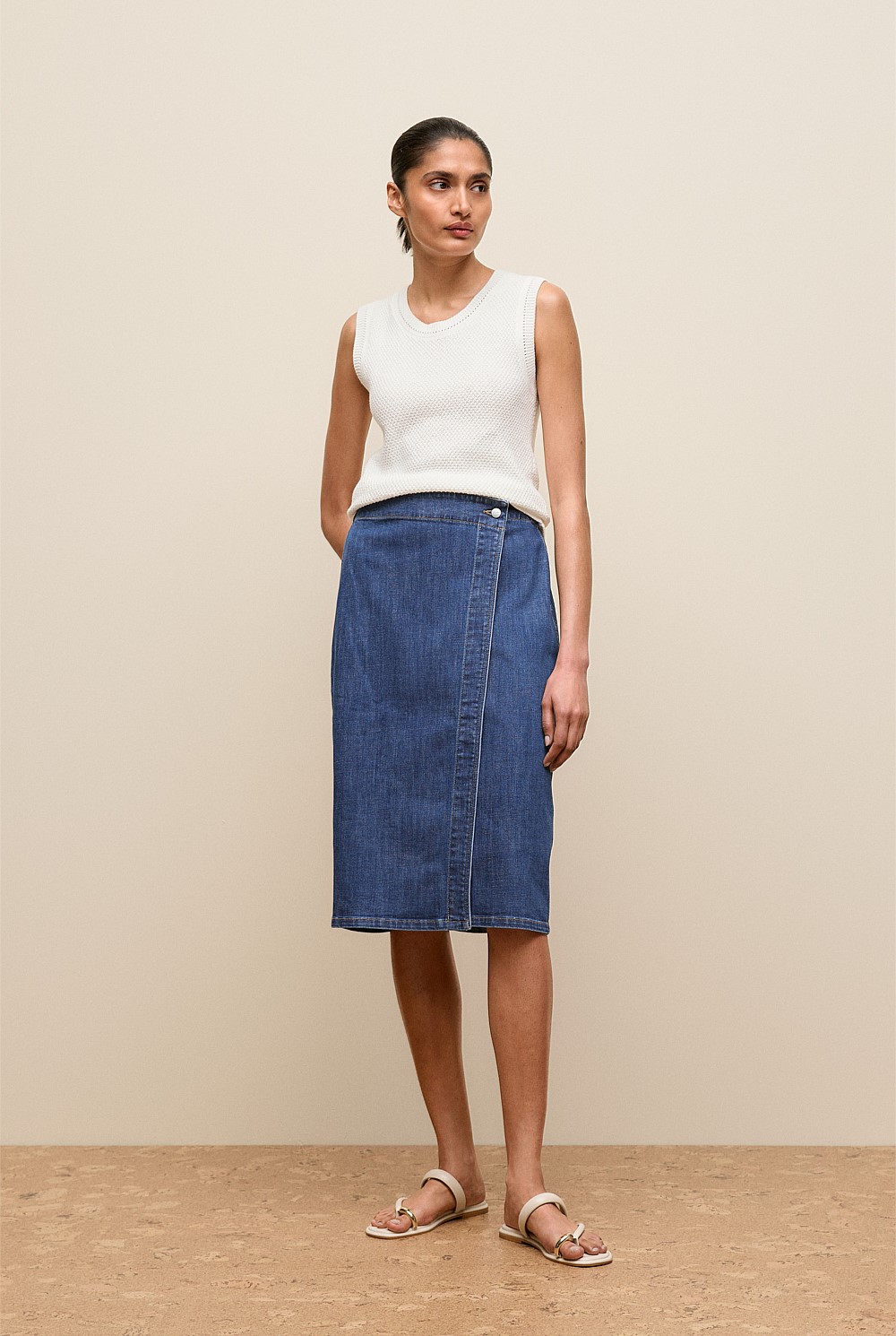 Soft Denim Wrap Skirt