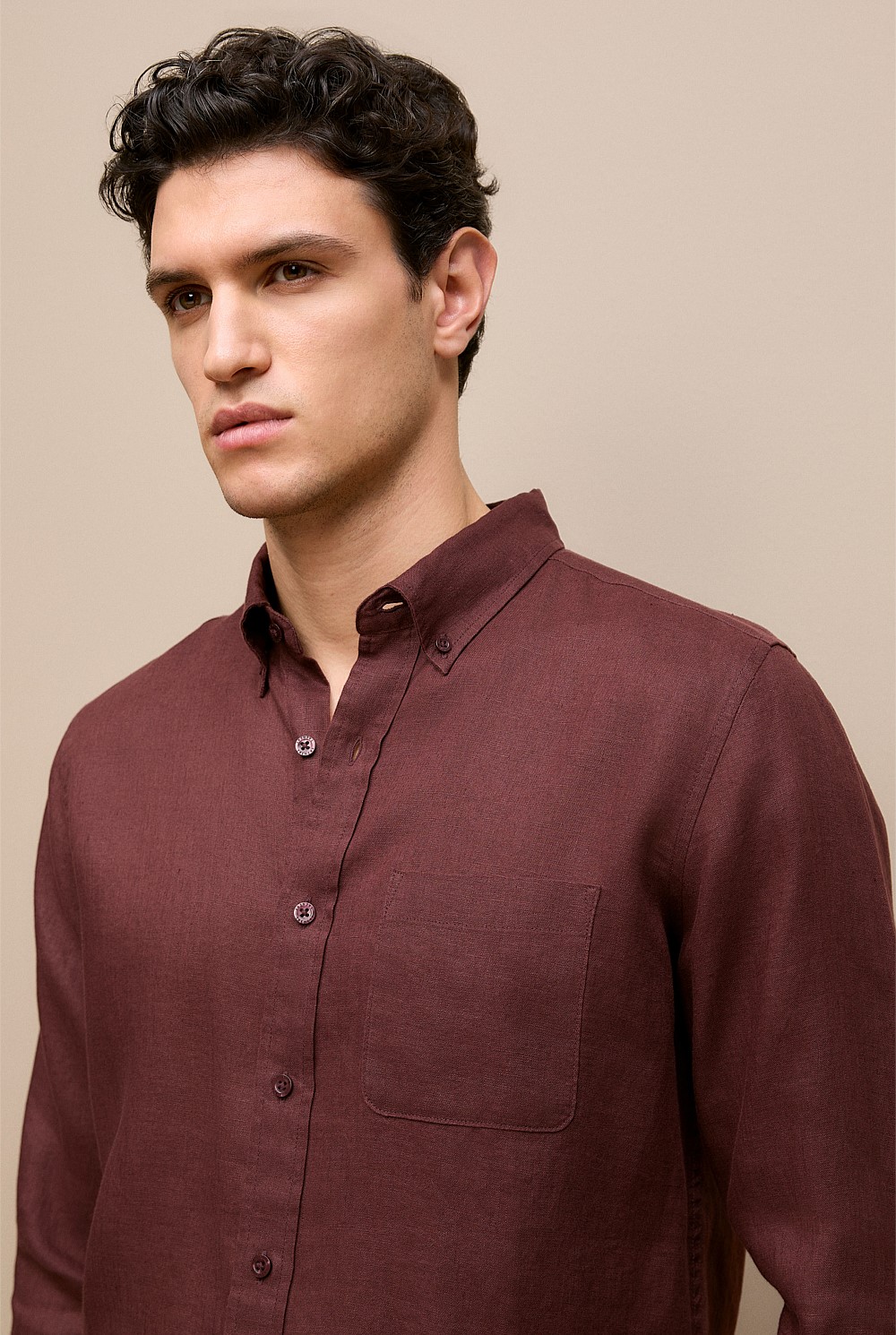 Regular Fit Linen Classic Long Sleeve Shirt