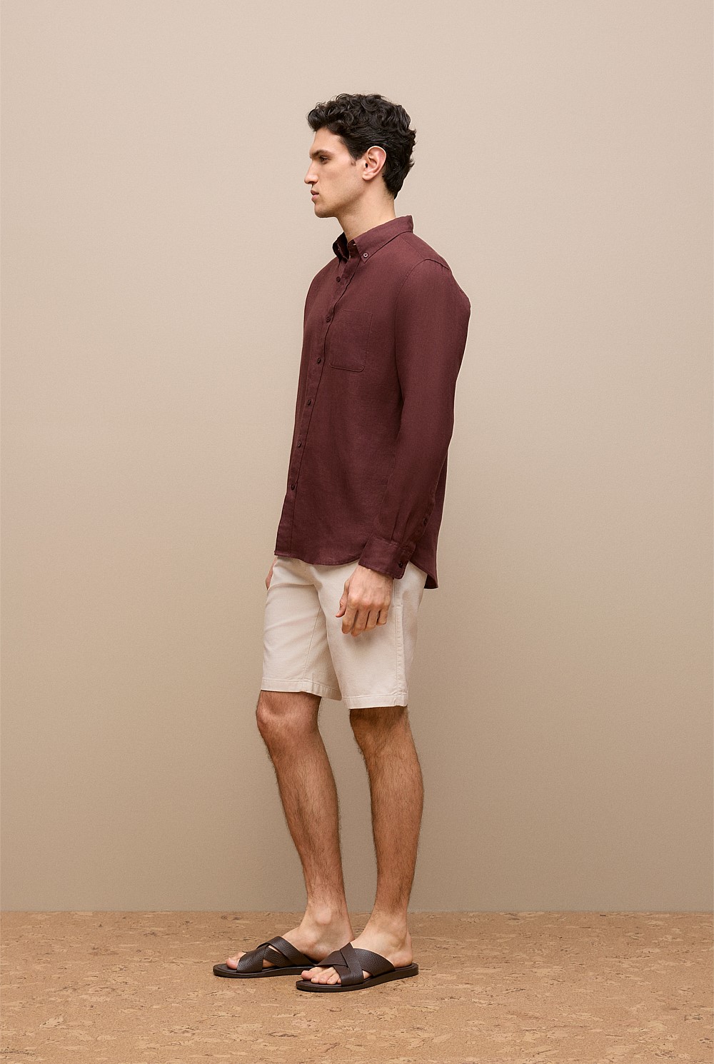 Regular Fit Linen Classic Long Sleeve Shirt