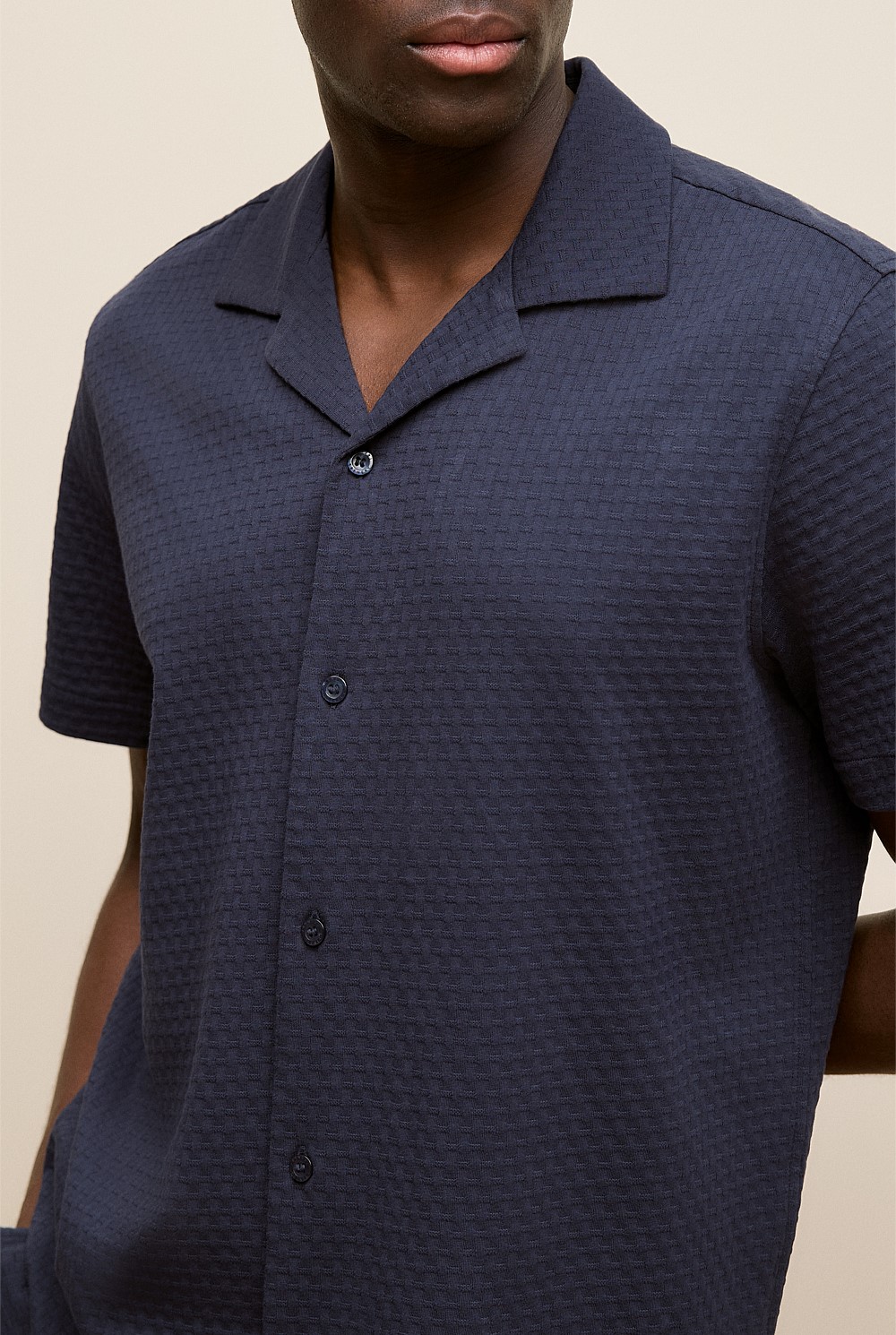 Basketweave Cotton Camp Shirt