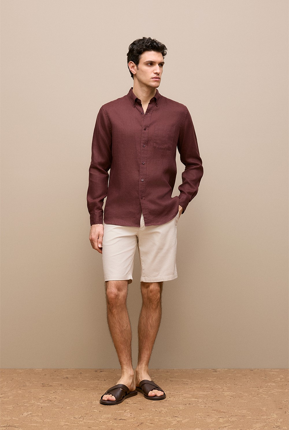 Stretch Cotton Dobby Longline Short