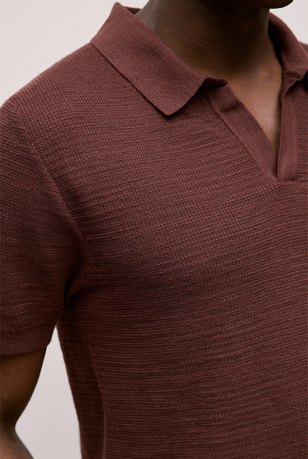Cotton Linen Collared Knit Polo