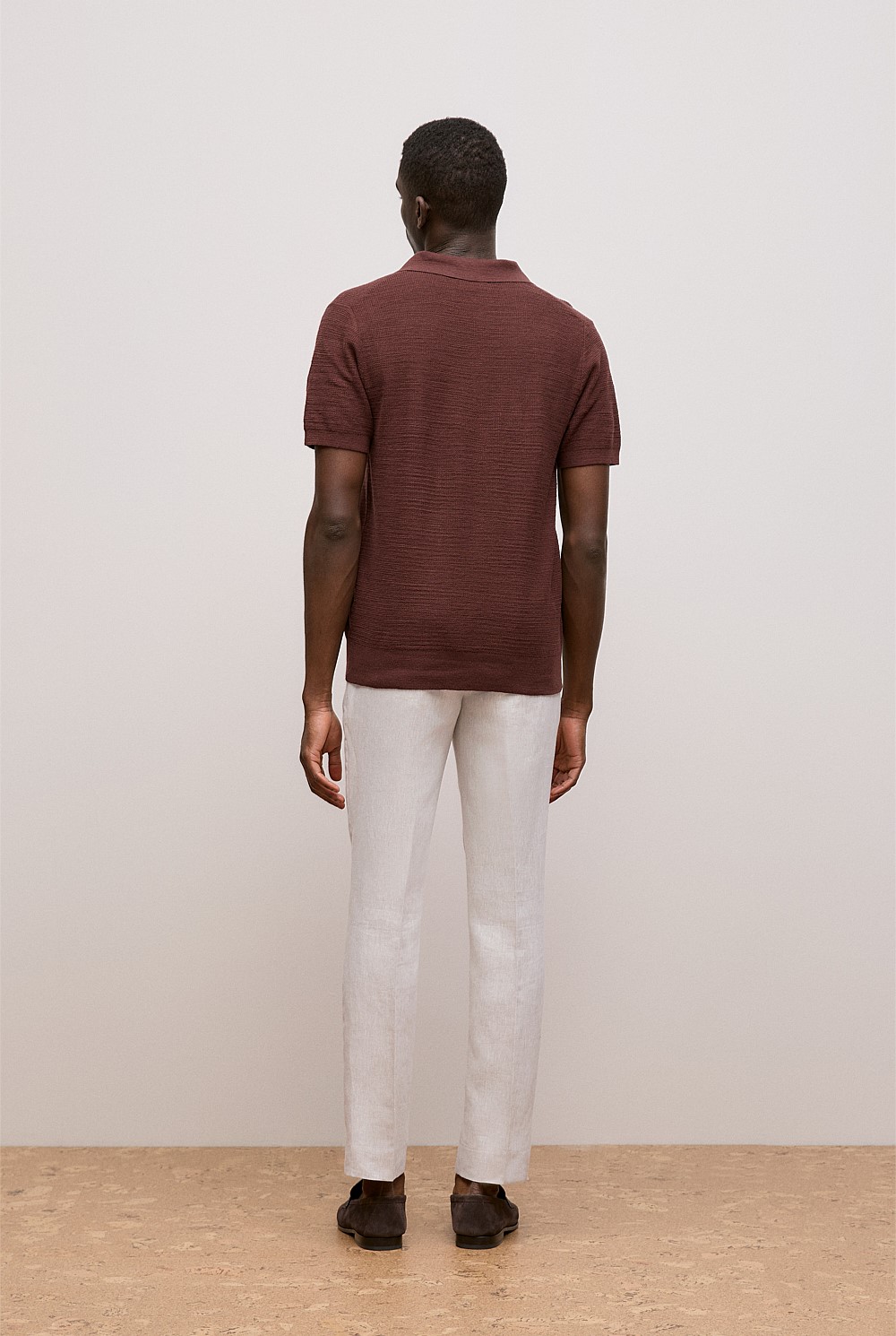 Cotton Linen Collared Knit Polo