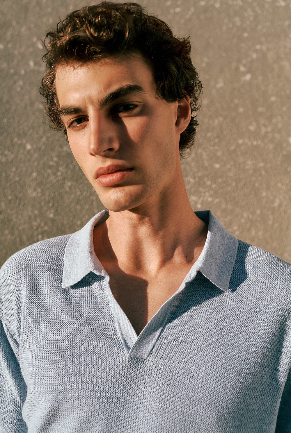 Cotton Linen Collared Knit Polo