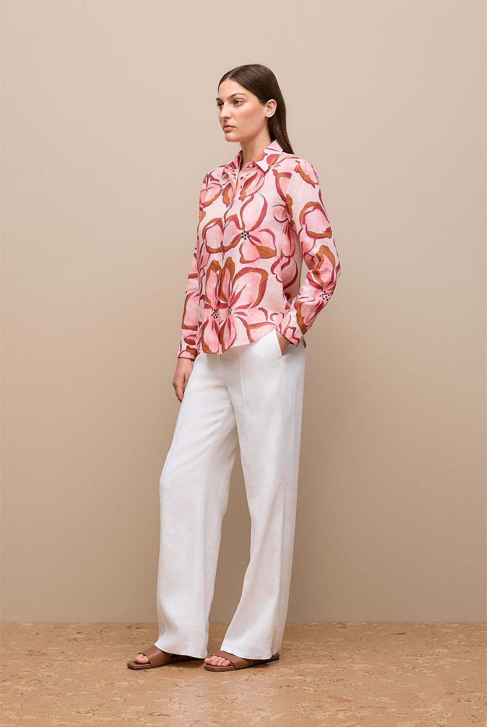 Peony Linen Classic Shirt