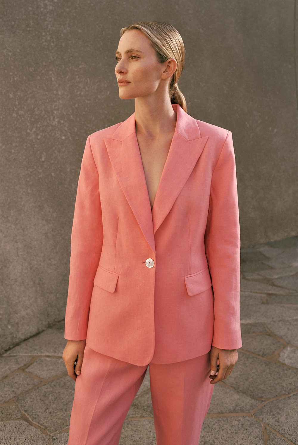 Linen Twill Single Breasted Blazer