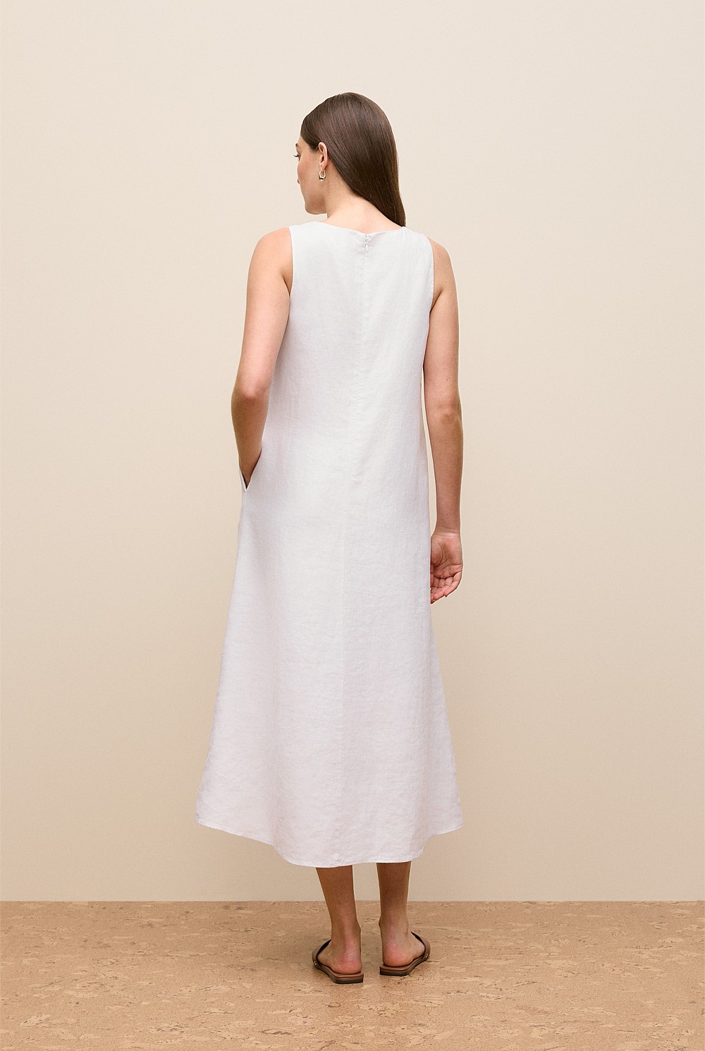 Peony Linen Sleeveless Column Dress