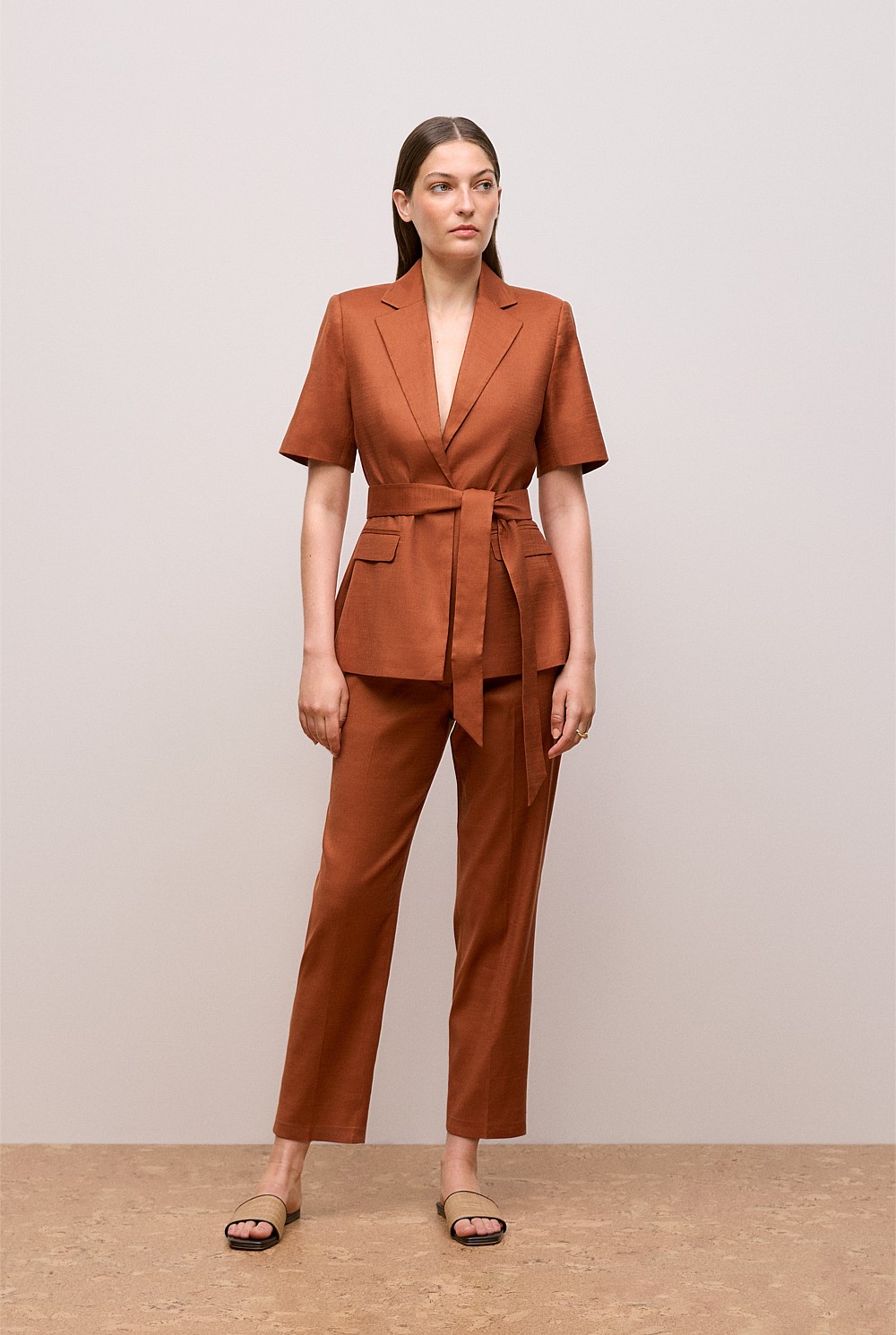 Stretch Linen Short Sleeve Blazer